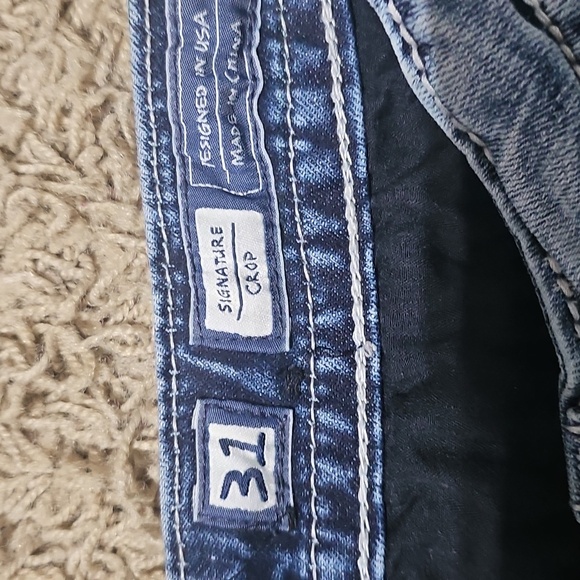 Miss Me Jeans Signature Crop 31 Denim Pants Capri Embellished Patchwork - Picture 5 of 10